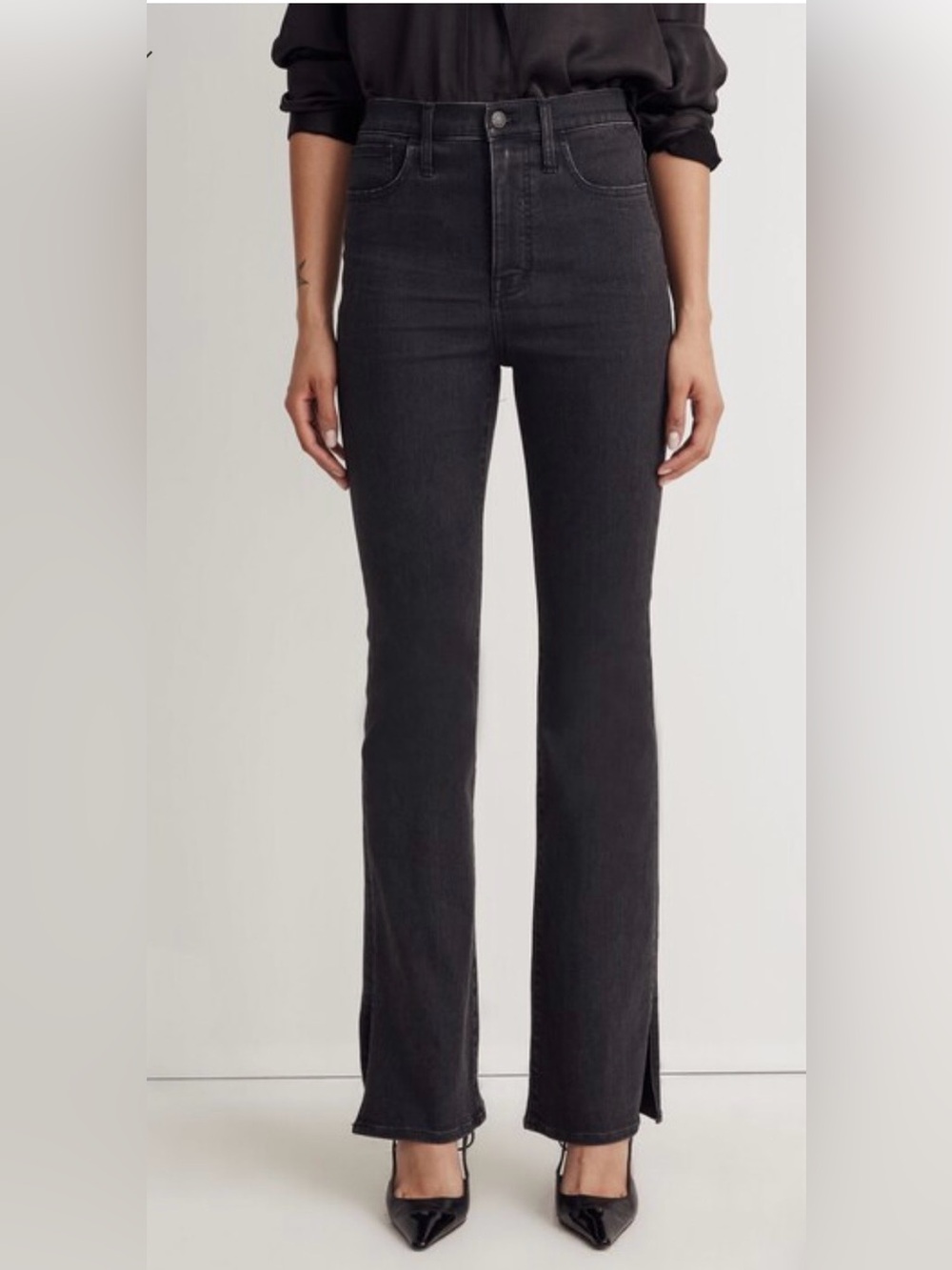 MADEWELL ROADTRIPPER SKINNY FLARE JEANS: SLIT HEM EDITION, SIZE 33, NWT